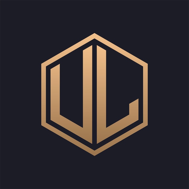 Elegant Hexagon Letter UL Logo Design Initial Luxurious UL Logo Template