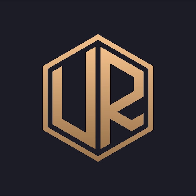 Elegant Hexagon Letter UR Logo Design Initial Luxurious UR Logo Template