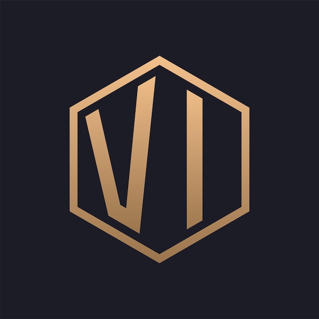 Elegant Hexagon Letter VI Logo Design Initial Luxurious VI Logo Template