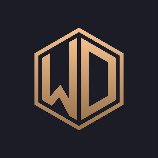 Elegant Hexagon Letter WD Logo Design Initial Luxurious WD Logo Template