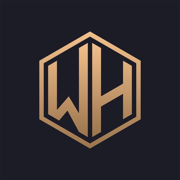 Elegant Hexagon Letter WH Logo Design Initial Luxurious WH Logo Template