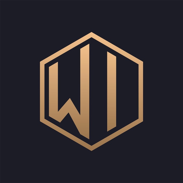 Elegant Hexagon Letter WI Logo Design Initial Luxurious WI Logo Template