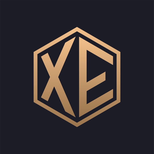 Elegant Hexagon Letter XE Logo Design Initial Luxurious XE Logo Template