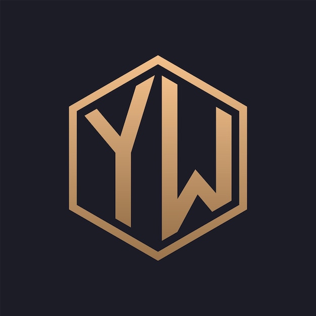 Elegant Hexagon Letter YW Logo Design Initial Luxurious YW Logo Template