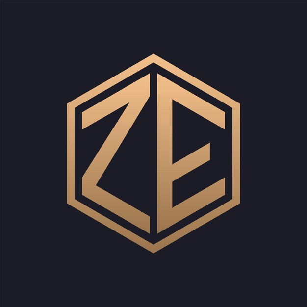 Elegant Hexagon Letter ZE Logo Design Initial Luxurious ZE Logo Template