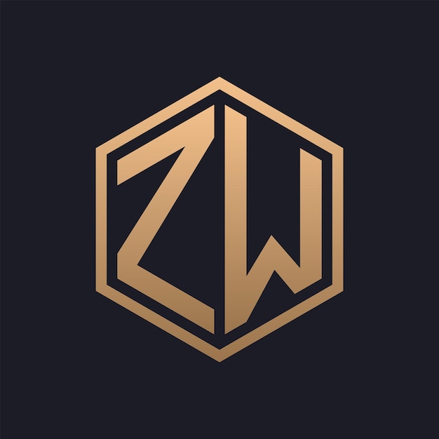 Elegant Hexagon Letter ZW Logo Design Initial Luxurious ZW Logo Template