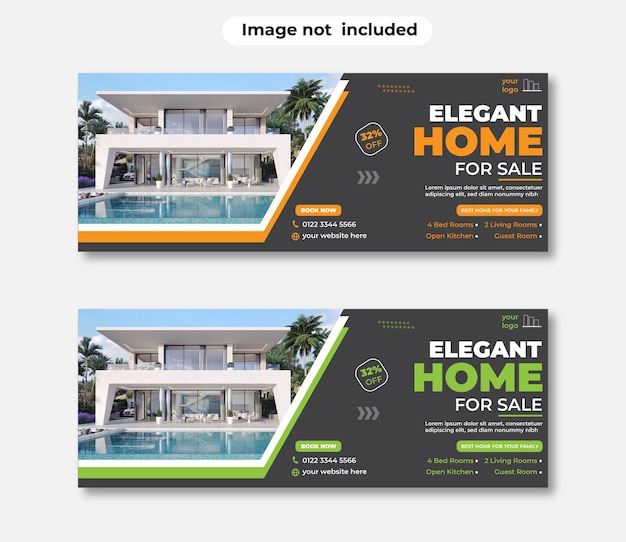 Vector elegant home for sale social media cover design template