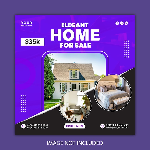 Elegant Home For Sale Social Media Post Instagram Template