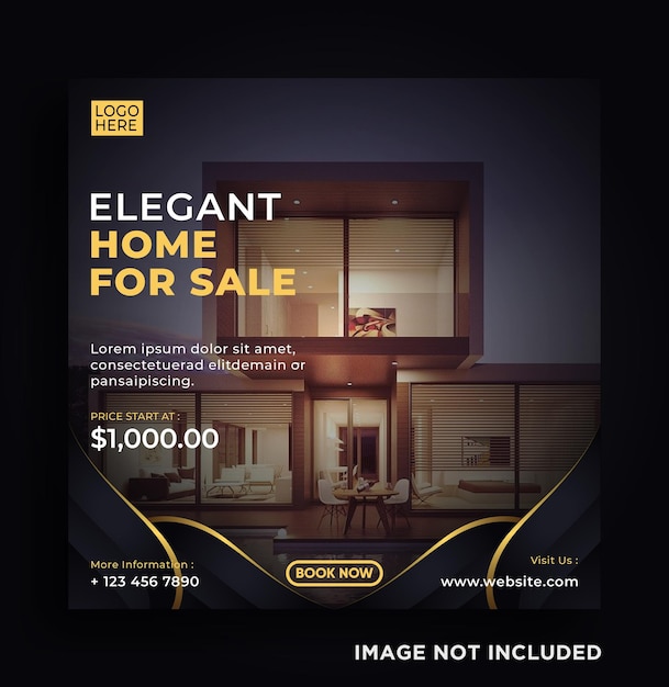 Elegant home for social media post or banner template