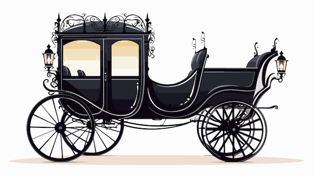 Vector elegant horse carriage silhouette vector illustration