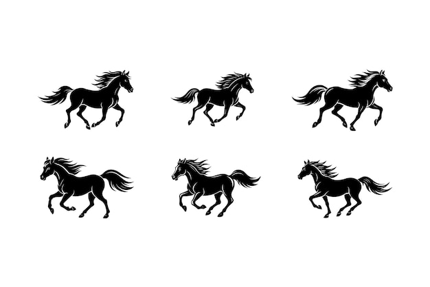 Elegant Horse Running Silhouette Vector Illustration