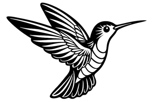 Elegant Hummingbird Vector Silhouette Printable Design for Creative Projects