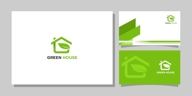 elegant illustration graphic logo of green house and business card