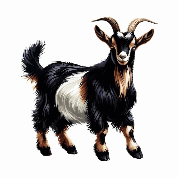 Vector an elegant illustration of a joyful black goat with tan