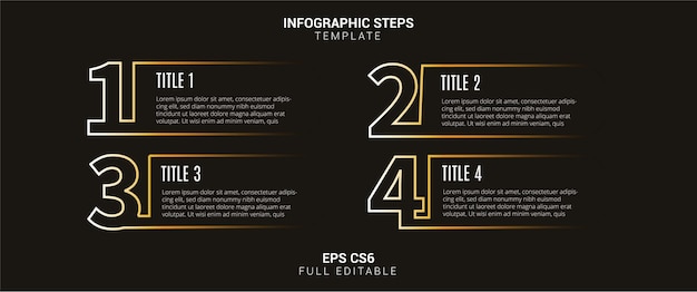 Elegant Infographic Steps with Golden Line