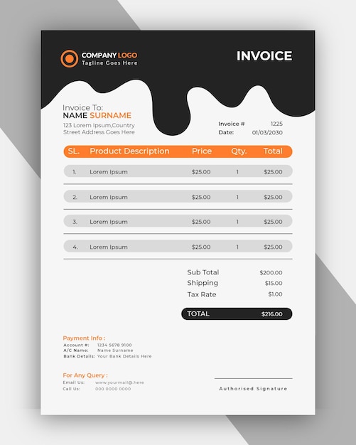 Elegant invoice vector design premium template