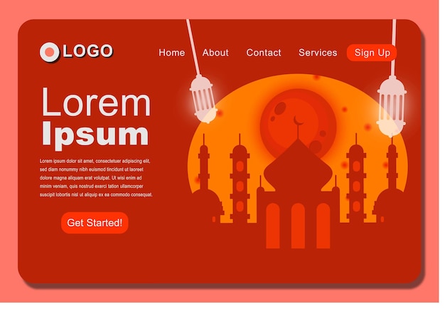 Elegant Islamic Mosque Landing Page Template Design