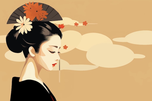 Vector elegant japanese woman illustration