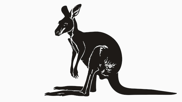 Vector elegant kangaroo line art silhouette illustration