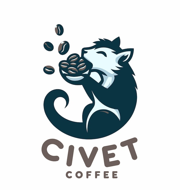 Vector elegant kopi luwak logos with civet cats and coffee beans capturing the essence of luxury in these