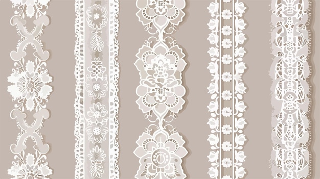 Vector elegant lace borders vertical seamless patterns