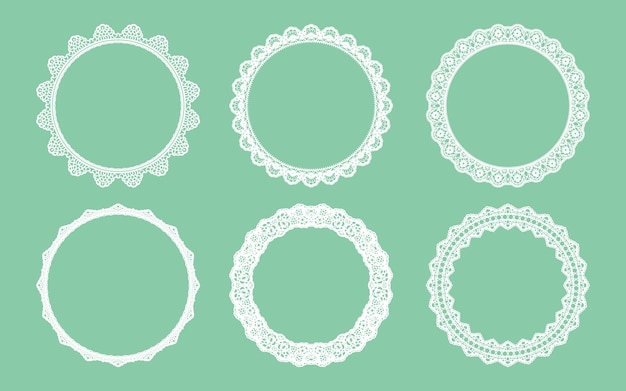 Vector elegant lace circle frames bundle svg intricate round frame design collection