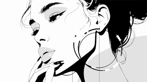 Vector elegant lady abstract line art illustration