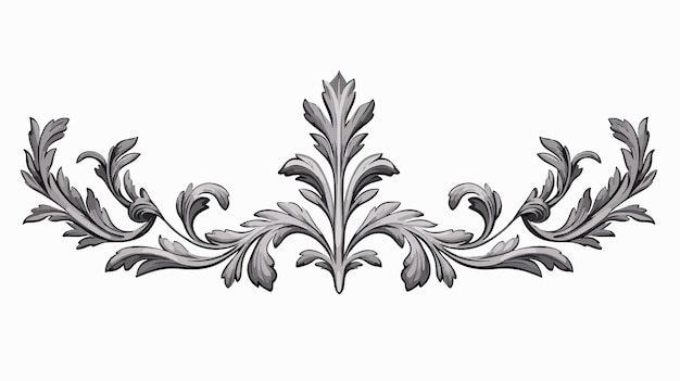 Elegant Laurel Leaf Filigree Crest Floral Frame Pattern