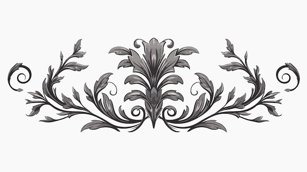 Elegant Laurel Leaf Filigree Crest Floral Frame Pattern