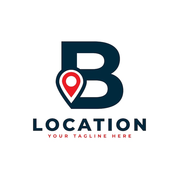 Elegant Letter B Geotag or Location Symbol Logo Red Shape Point Location Icon for Business