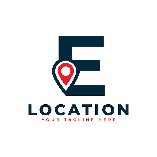 Elegant Letter E Geotag or Location Symbol Logo Red Shape Point Location Icon for Business