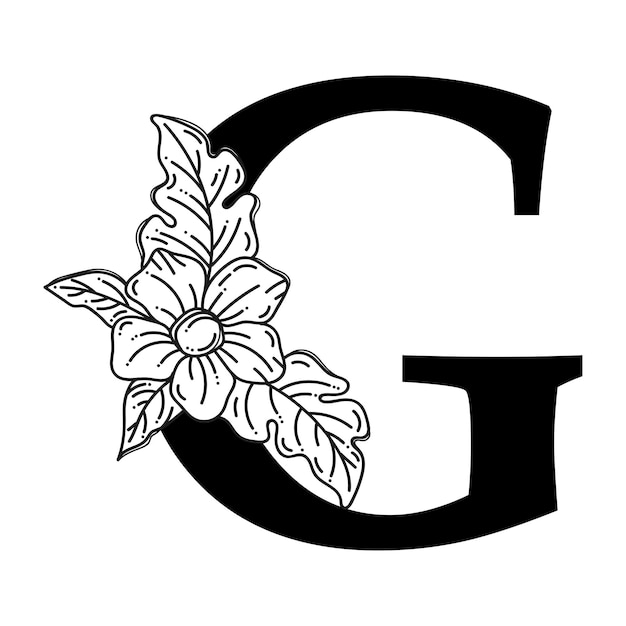 Elegant letter G with wreath floral logo creative decoration