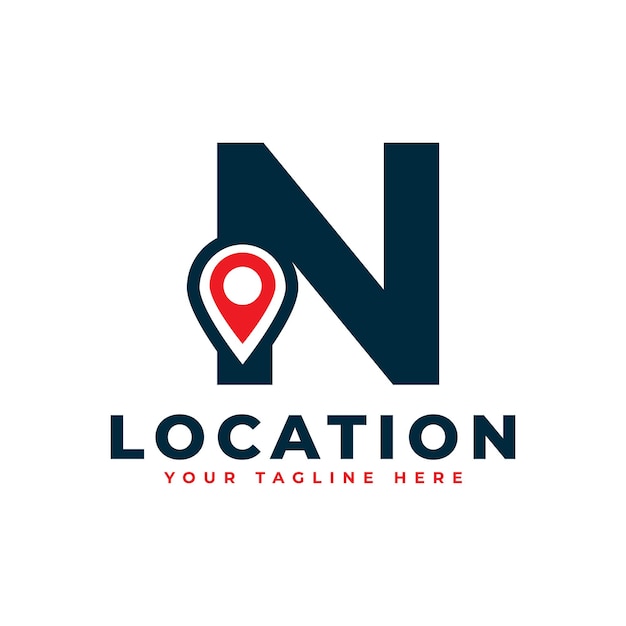 Elegant Letter N Geotag or Location Symbol Logo Red Shape Point Location Icon for Business