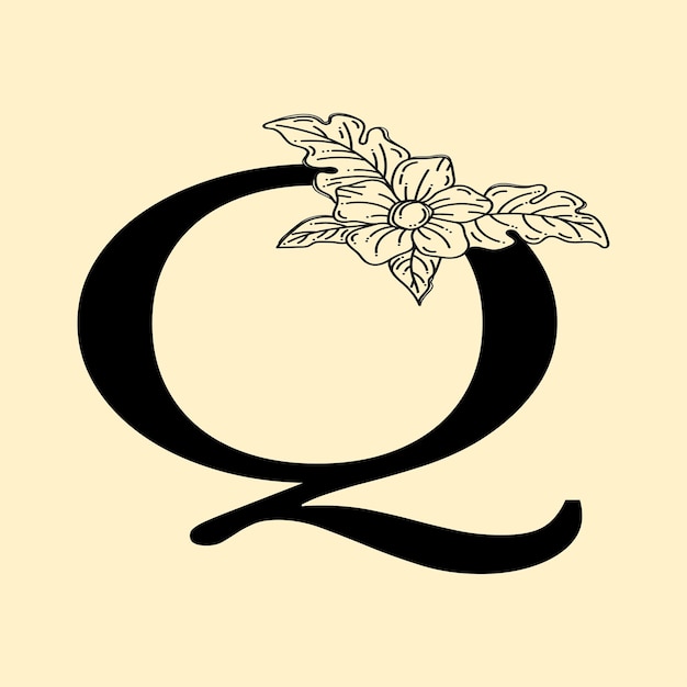 Vector elegant letter q with wreath floral logo decorative