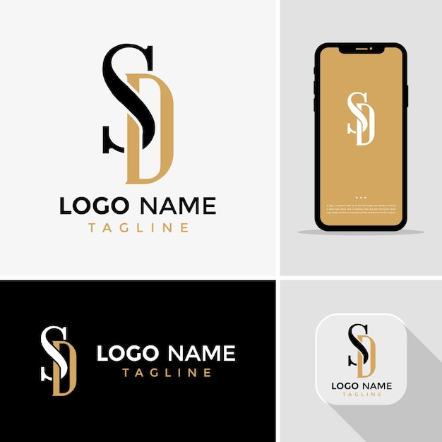 Elegant Letter SD Logo Design for business and company identity. Luxury vector logotype  SD template