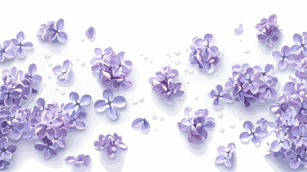 Vector elegant lilac flowers floating in milk from above