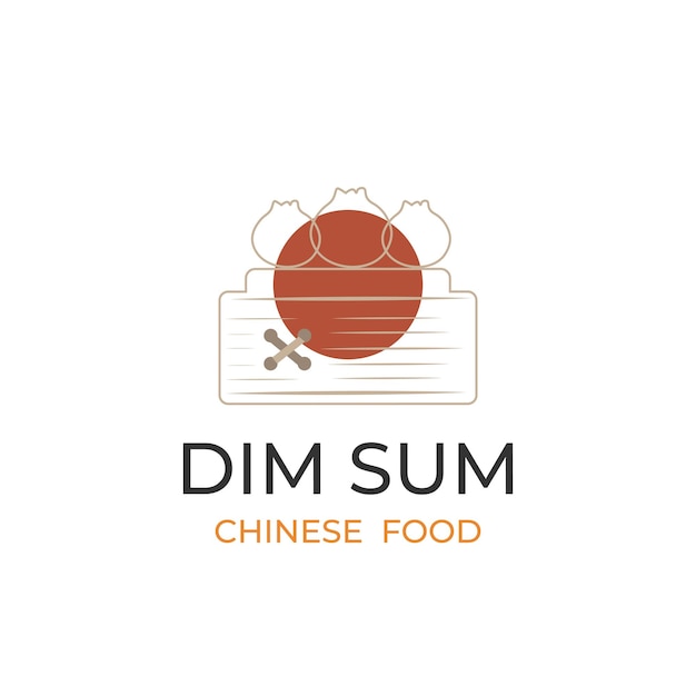 Elegant Line Art Dumpling Dim Sum Vector Illustration Logo