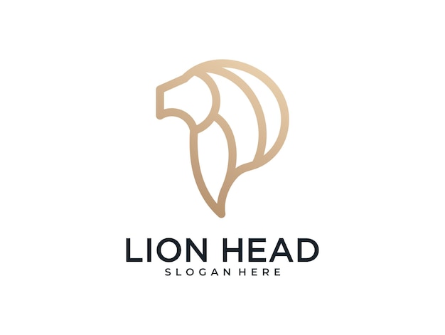 Elegant lion head line art logo design