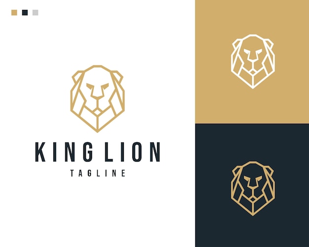 Elegant Lion line art logo design