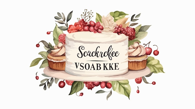 Vector elegant logo design for cake shop and bakery kitchen with floral element