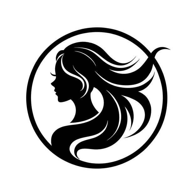 Vector elegant long hair beauty logo vector illustration for stylish branding