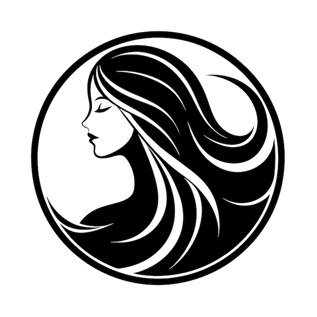 Vector elegant long hair beauty logo vector illustration for stylish branding