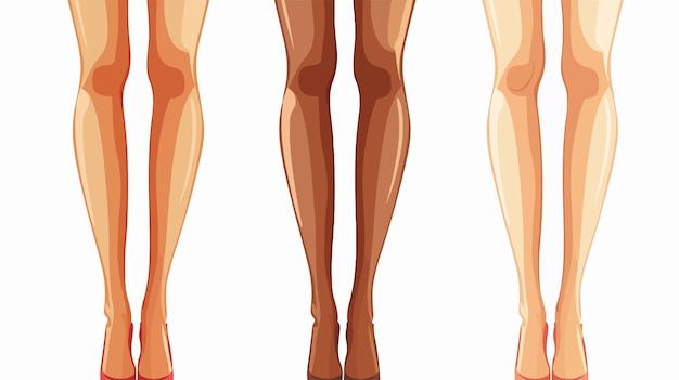 Elegant Long Tanned Legs Girls on White Background