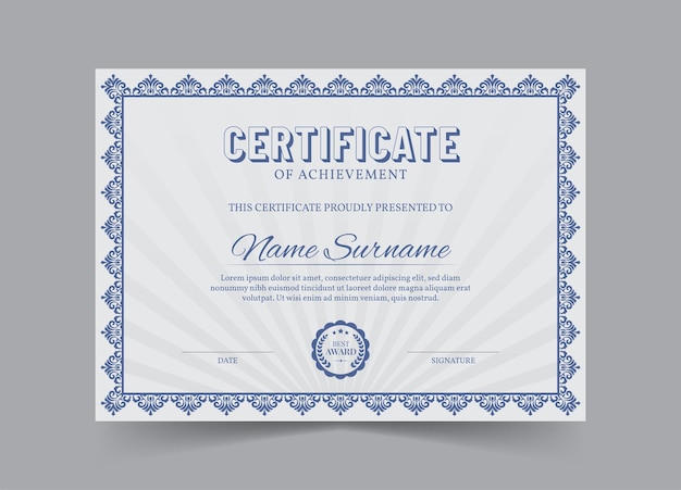 Vector elegant and luxurious certificate template awards diploma background