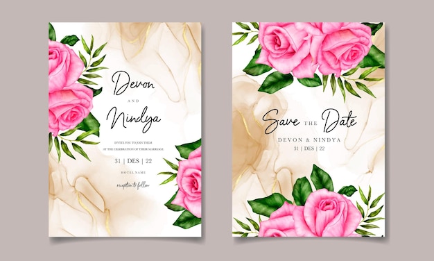 Elegant and luxurious watercolor floral wedding invitation card