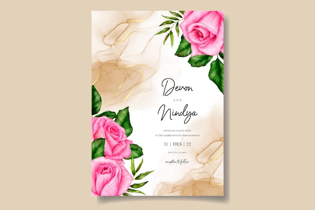 Elegant and luxurious watercolor floral wedding invitation card