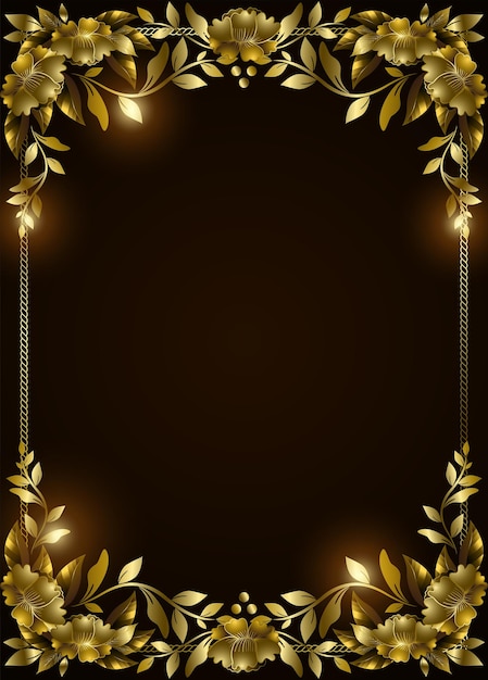 Elegant and luxuriously carved flowers and leaves form a regal gold frame