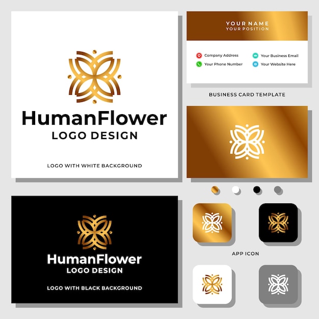 Elegant and luxury flower logo design with business card template