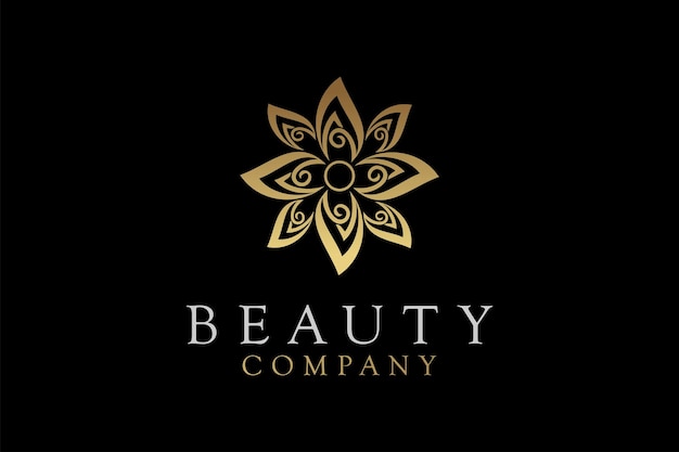 Elegant Luxury Golden Star Flower Mandala logo design