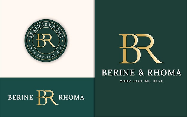 Elegant luxury Letter b and r monogram serif logo design